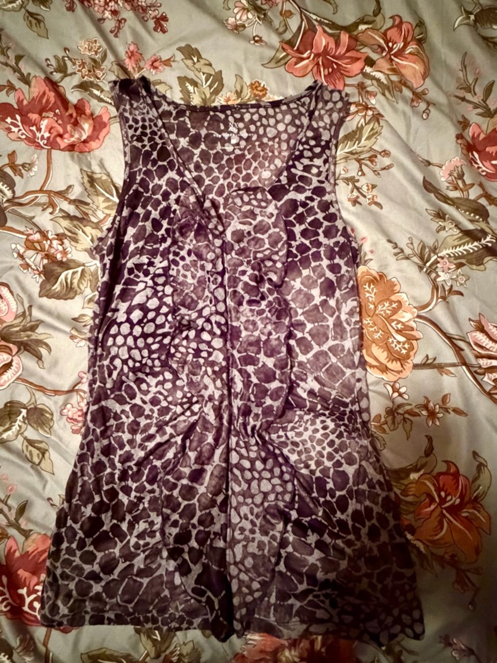 New York & Co. Animal Print Ruffle Tank Blouse - Size Small